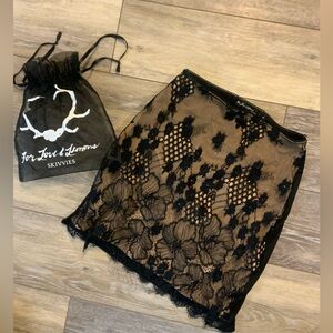 For Love And Lemons Skivvies Black Lace Skirt. Size S